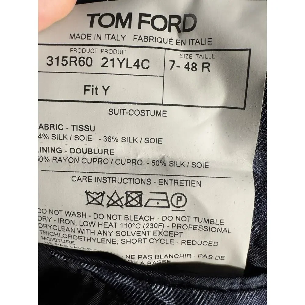 Tom Ford Blue Plaid Peak Lapel Suit Silk 48 38R US O'Connor 34x27 Trousers